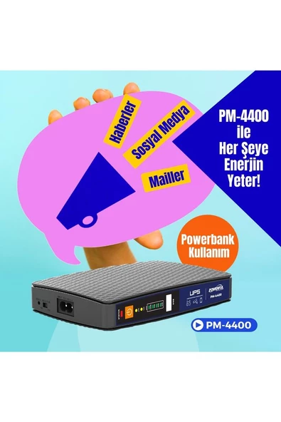Pm-4400 8000ma Lityum Pil Mıcro Dc Modem Ups Kesintisiz Güç Kaynağı - 4