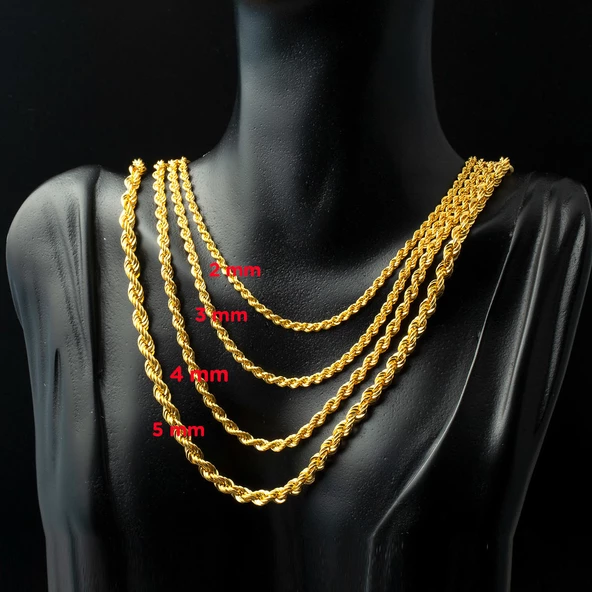 Burma Halat 8 Ayar Altın Zincir - 60 cm - 4
