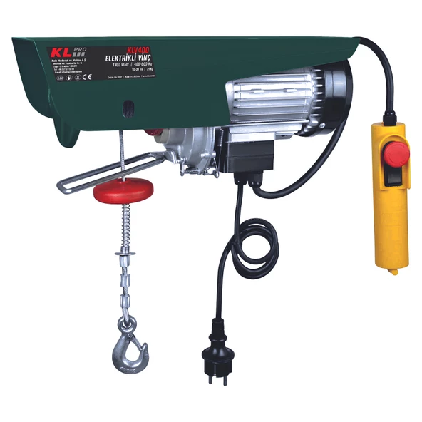 Klpro Klv400 1300Watt 400/800Kg Elektrikli Halatlı Vinç