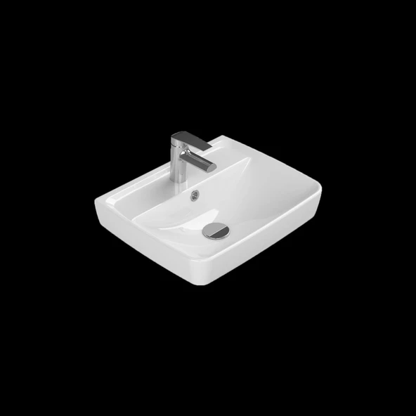 Turkuaz Cerastyle Duru Lavabo 50x40 cm ve Noura Uzun Ayak - Resim 3