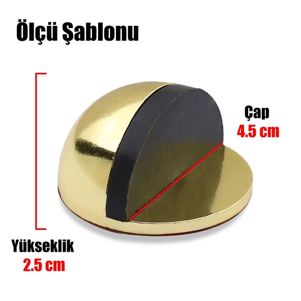 Yarımay Kapı Stoperi Durdurucu Tutucu Tamponu Yapışkanlı Metal Kapı Stopu Gold (5 ADET) - 5