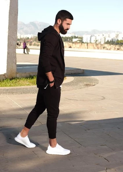 Capotrio Erkek Kapüşon Şalvar Eşofman Takım Siyah - 2