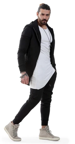 Capotrio Erkek Kapüşon Şalvar Eşofman Takım Siyah - 5