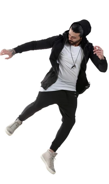 Capotrio Erkek Kapüşon Şalvar Eşofman Takım Siyah - 7