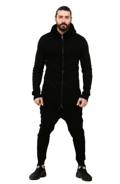 Capotrio Erkek Kapüşon Şalvar Eşofman Takım Siyah