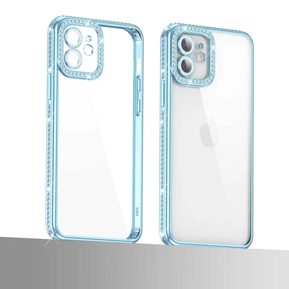 Vendas iPhone 11 Mina Serisi Kamera Korumalı Moda Taşlı Fashion Tarz Silikon Kılıf - 12