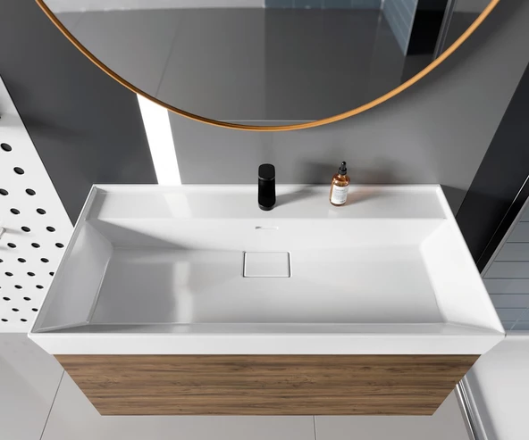 Turkuaz Cerastyle Sharp Etajer Uyumlu Lavabo Damlalıklı 60 48 Cm