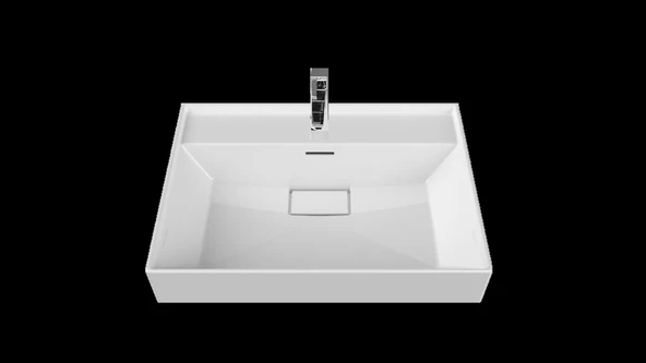 Turkuaz Cerastyle Sharp Etajer Uyumlu Lavabo Damlalıklı 60x48 Cm - 3