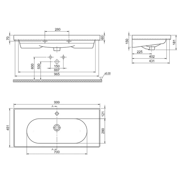 Turkuaz Ceratyle Arya Etajer Uyumlu Damlalıklı Lavabo 100x45 cm - 4