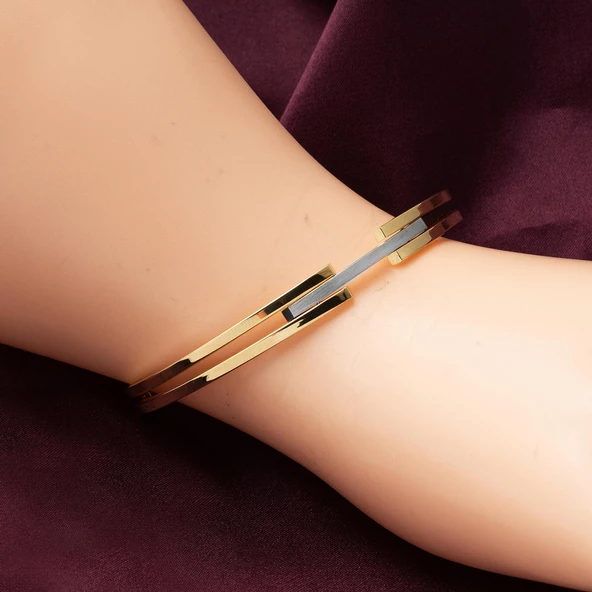 Kaburgalı 14 Ayar Altın Kilitli Bilezik - Resim 2