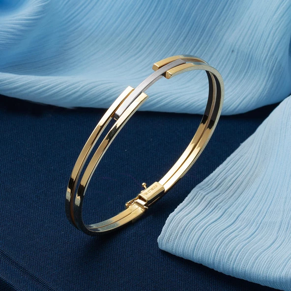 Kaburgalı 14 Ayar Altın Kilitli Bilezik - Resim 4