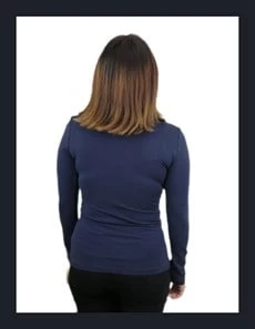 Lacivert Uzun Kollu Kadın T-shirt - Resim 3