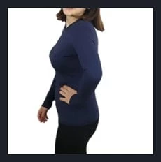 Lacivert Uzun Kollu Kadın T-shirt - Resim 2