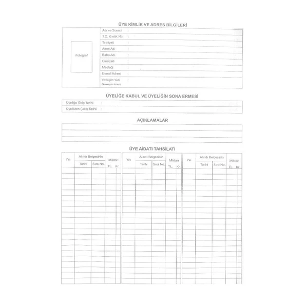 Üye Kayıt Defteri Numaralı 22x32 40 Yaprak Artlantis Üye Kayıt Defteri Karton Kapak 1 Adet - 2