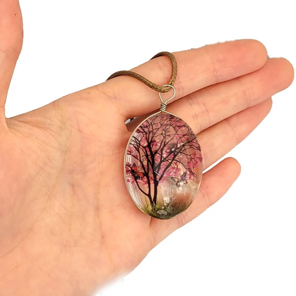 Kurutulmuş Gerçek Çiçek Kolye Hediye Kutusunda - 8