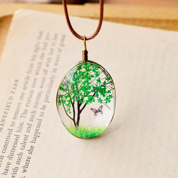 Kurutulmuş Gerçek Çiçek Kolye Hediye Kutusunda - 4