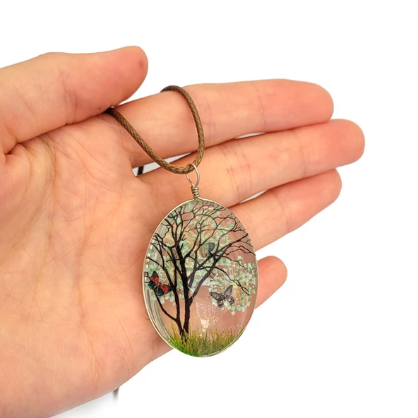 Kurutulmuş Gerçek Çiçek Kolye Hediye Kutusunda - 7