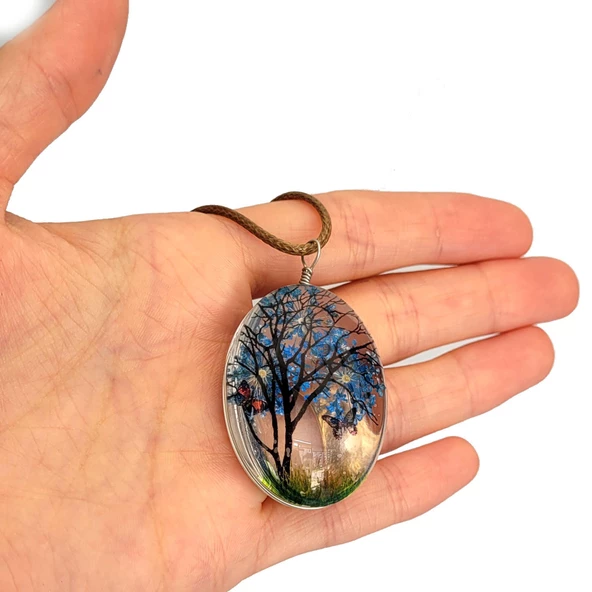 Kurutulmuş Gerçek Çiçek Kolye Hediye Kutusunda - 6