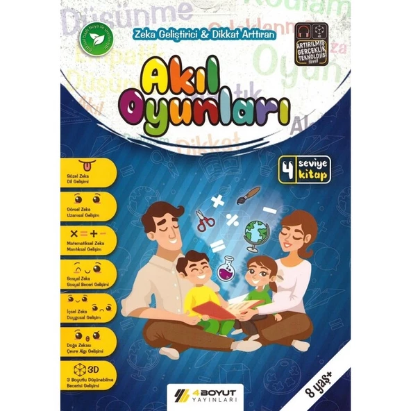 8+ YAŞ 4 Boyutlu Zeka Geliştirici Ve Dikkat Arttıran Akıl Oyunları Seti 4 Boyut Yayınları