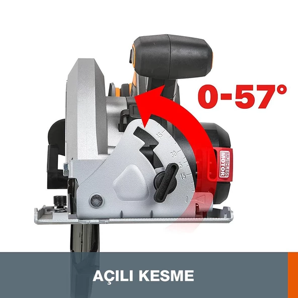 Worx Wx520 20Volt 4.0Ah. Li-İon Kömürsüz Profesyonel Daire Testere - 10