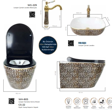 Pure Leopar Kanalsız Asma Klozet Wh-805+Soft Kapak