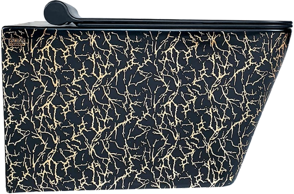 Pure Marble Sıyah Gold Kanalsız Asma Klozet Wh-788+Soft Kapak - 2