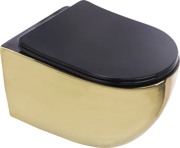 Pure Parlak Gold Sıyah Kanalsız Asma Klozet Wh-785+Soft Kapak