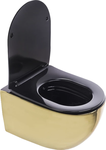 Pure Parlak Gold Sıyah Kanalsız Asma Klozet Wh-785+Soft Kapak - 2