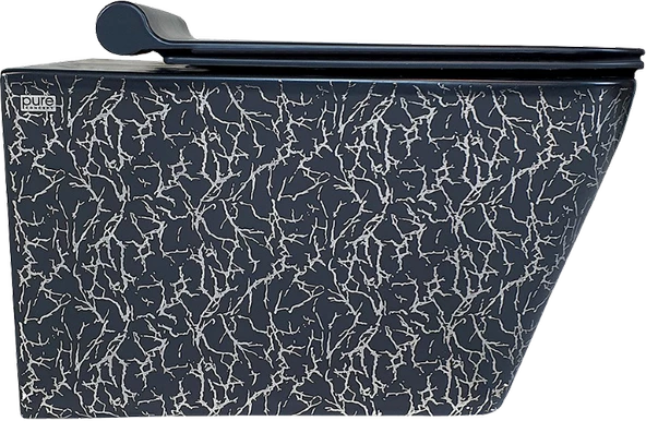 Pure Marble Sıyah Gümüs Kanalsız Asma Klozet Wh-789+Soft Kapak - 2