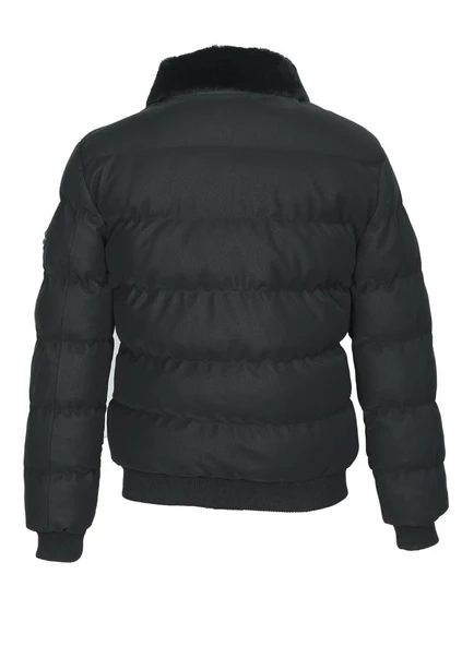 Yakası Kürklü Beli Ve Kolu Lastikli Spor Mont - 3