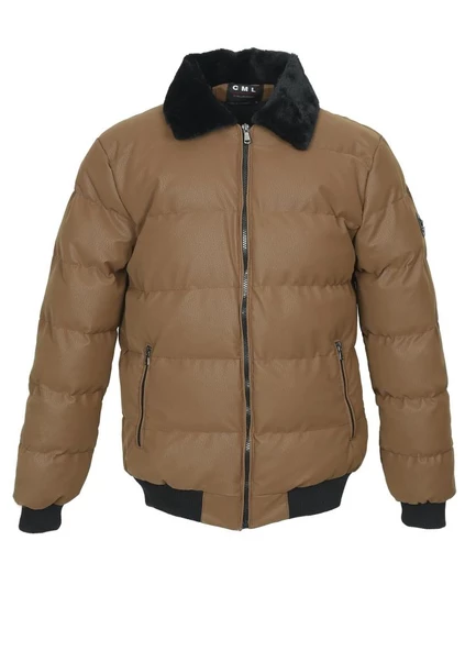 Yakası Kürklü Beli Ve Kolu Lastikli Spor Mont Taba Renk - 10