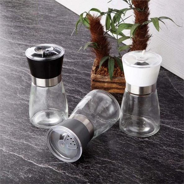 Cam Tuz Baharat Değirmeni Öğütücü Tuzluk Baharatlık - 8