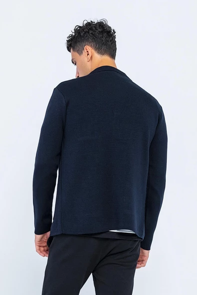 Erkek Klasik Yaka Çok Cepli Düğmeli Triko Rahat Spor Hırka - 12