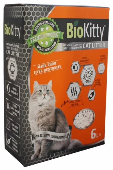 BİOKİTTY KEDİ KUMU 6L ACTİVE CARBON BENTONİT