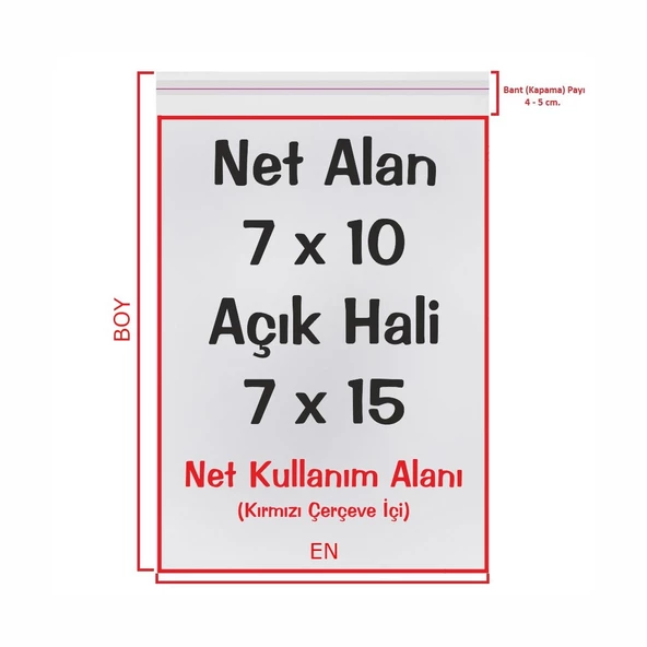 7x10+5 cm. (7x15) 100 Adet - Şeffaf Bantlı Yapışkanlı OPP Jelatin Poşet