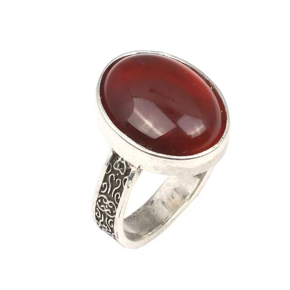 925 Ayar Gümüş Oval Akik Taşlı Kadın Yüzük