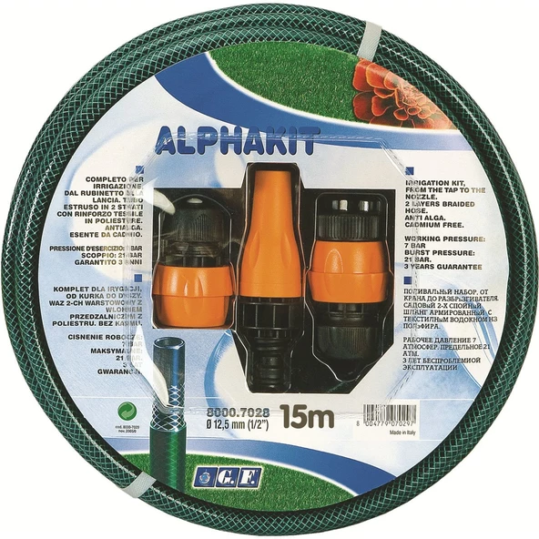 G.F. 8000-7029 Alphakit Hortum Sulama Kiti 1/2'' 25 Metre