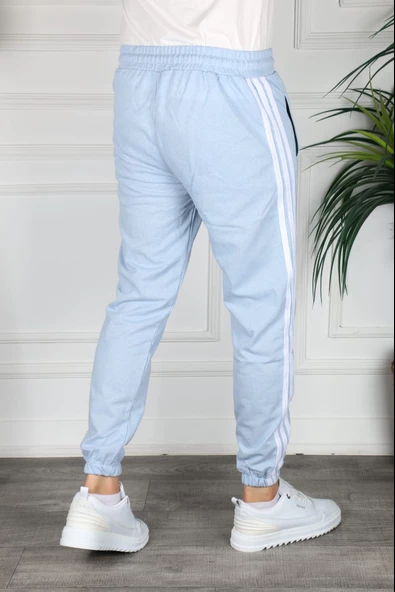 Erkek Üç Şeritli Slim Fit Eşofman Altı - Spor Eşofman Altı- Genç Kalıp - Resim 9