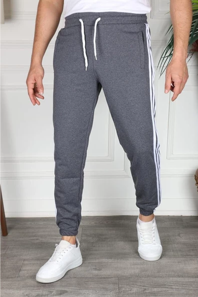 Erkek Üç Şeritli Slim Fit Eşofman Altı - Spor Eşofman Altı- Genç Kalıp - Resim 12