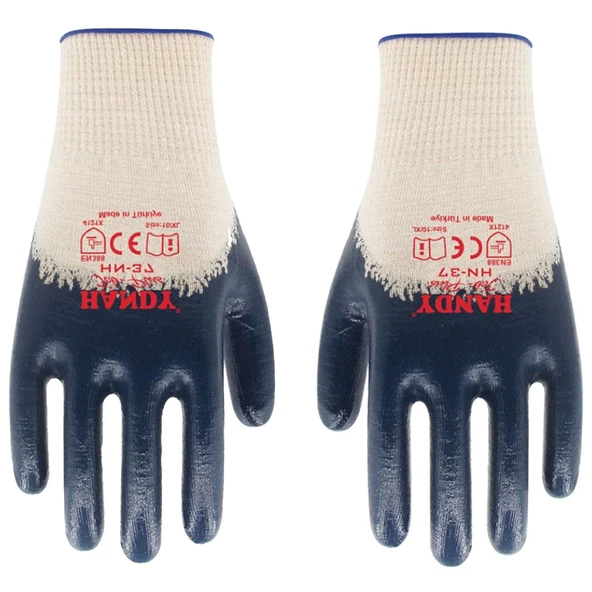 Handy HN-37 Nitril Kaplama Usta Eldiveni Koruyucu Eldiven (6 ÇİFT) - 4