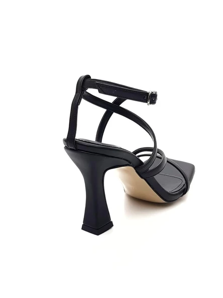 Potinonline Kadın Açık Küt Burun Bantlı Topuklu Ayakkabı - 9