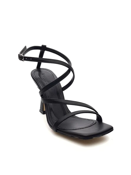 Potinonline Kadın Açık Küt Burun Bantlı Topuklu Ayakkabı - 8