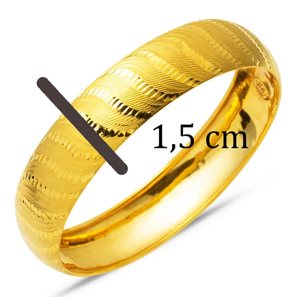 15 mm Enli 8 Ayar Altın Bilezik - Resim 5