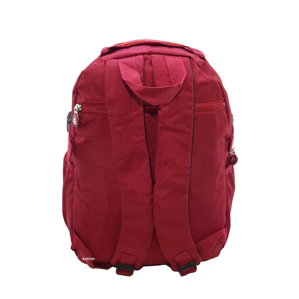 Baginn Kadın Sırt Çantası Çok Cepli Yağmur Geçirmez Hafif Kumaş Sırt Çantası Bordo Renk - Resim 4