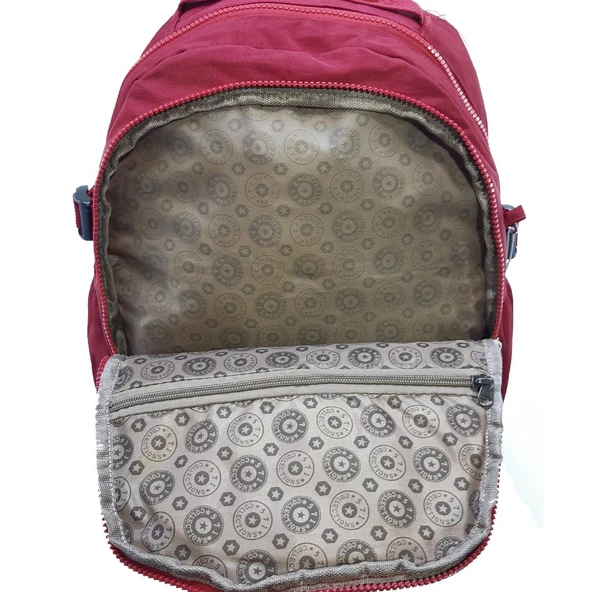 Baginn Kadın Sırt Çantası Çok Cepli Yağmur Geçirmez Hafif Kumaş Sırt Çantası Bordo Renk - Resim 11