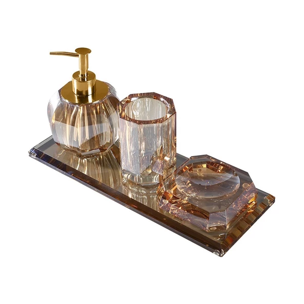 Pure Diamond Bej 4lü Cam Aksesuar takımi