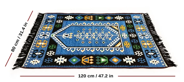 Shark Anadolu Seccade Kilim 11 Mavi - 3