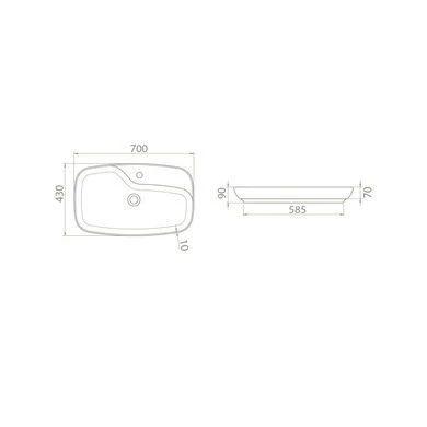 Turkuaz Cerastyle Nova Tezgah Üstü Çanak Lavabo 70x43 cm - 3