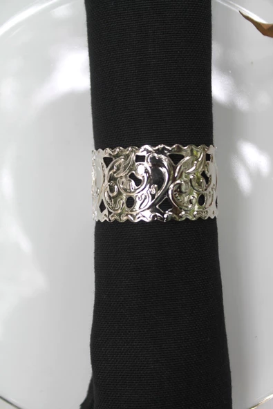 6 Adet Silver Europe Luxury Metal Peçete Halkası - 4