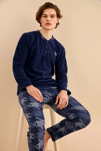 Nisanca Kışlık Erkek Polar Pijama Takımı - Sıcak Tutan Pijama - 4